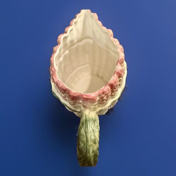 Vintage CB Pitcher Asparagus Shaped Italian Majolica Vase Signed 8" Cottagecore - Picture 5 of 13